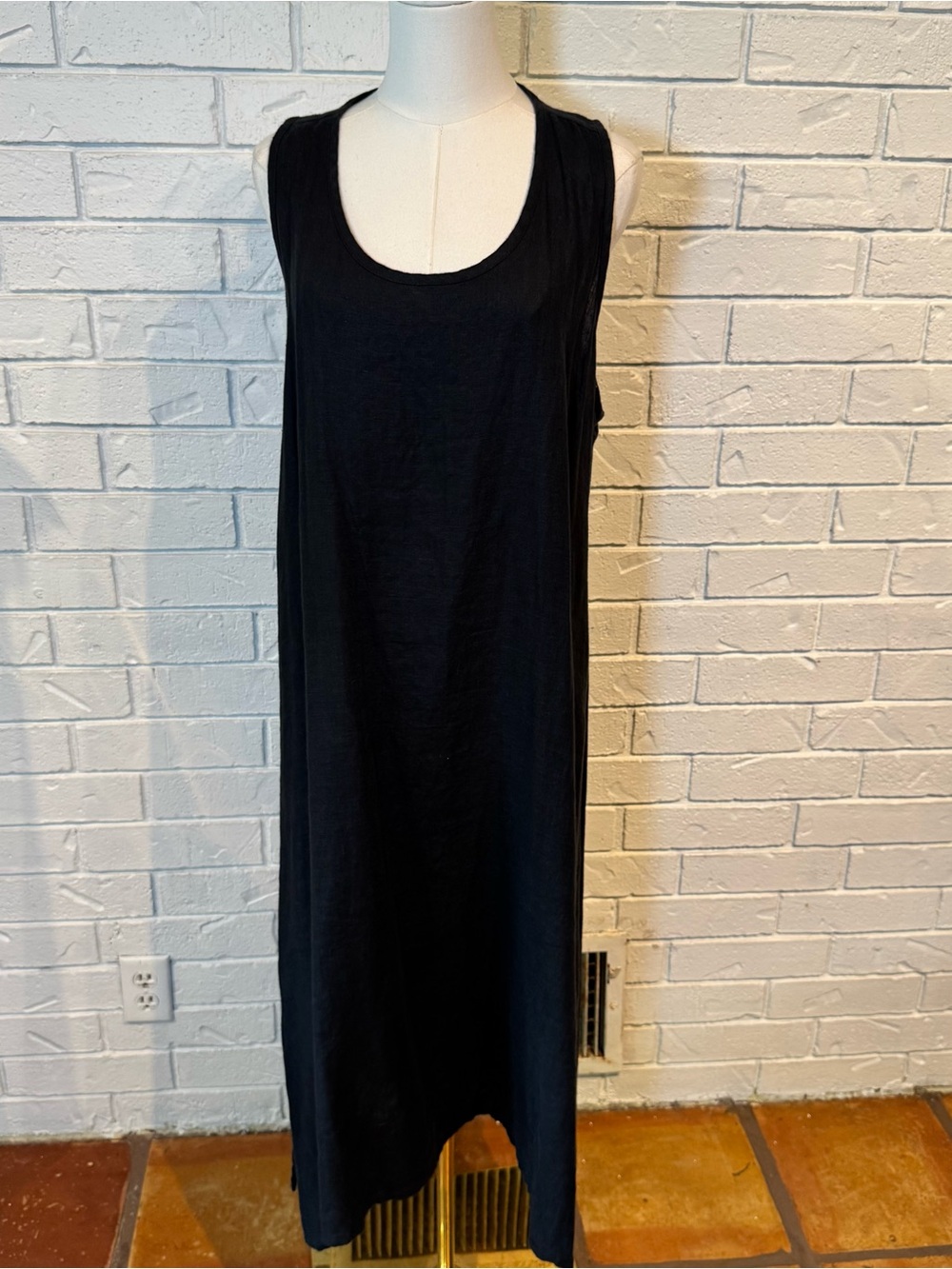 Flax 100% Linen Black Maxi Dress Womens Medium